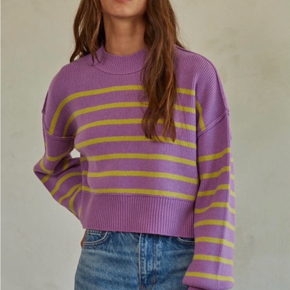 FREE PEOPLE Easy Street Stripe Crop Pullover | Iris Orchid Combo
MSRP $98